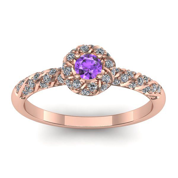 Inel cu ametist rotund