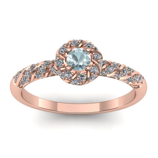 Inel de logodna cu aquamarin rotund