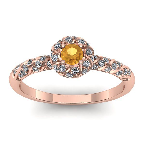 Inel logodna cu citrin rotund