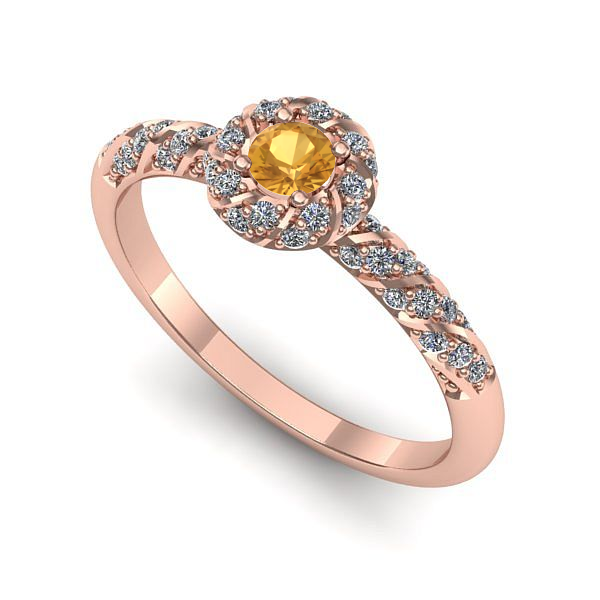 Inel din aur roz cu citrin