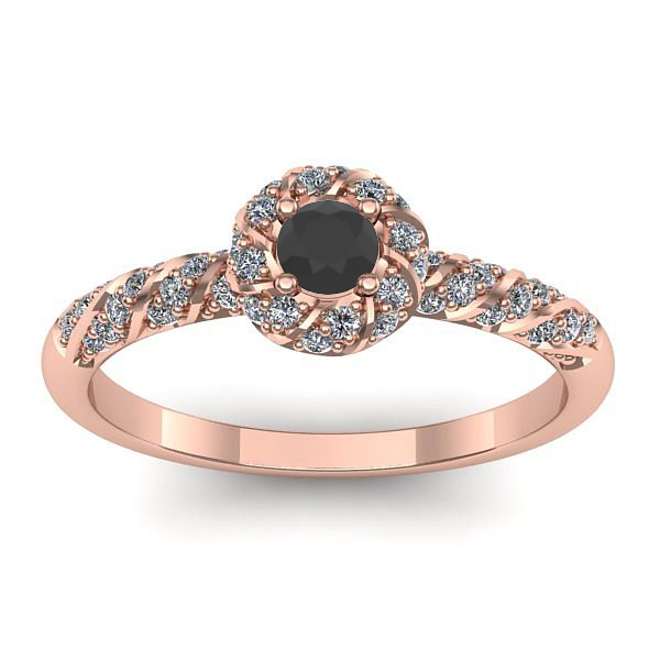 Inel de logodna cu diamant negru rotund