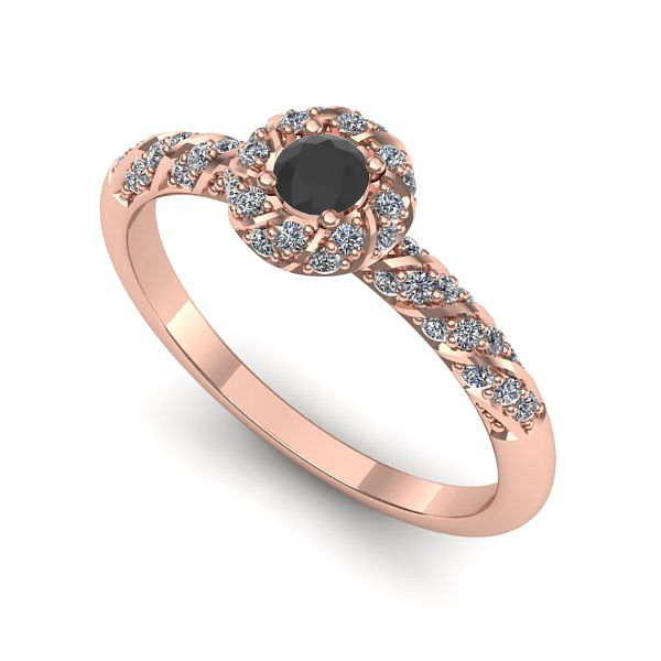 Inel de logodna din aur roz cu diamant negru