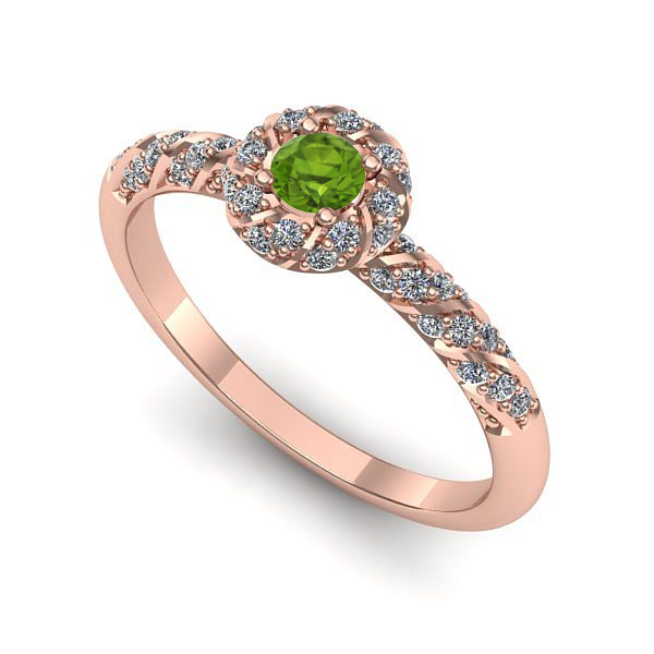 Inel din aur roz cu peridot