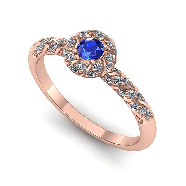 Inel din aur roz cu safir