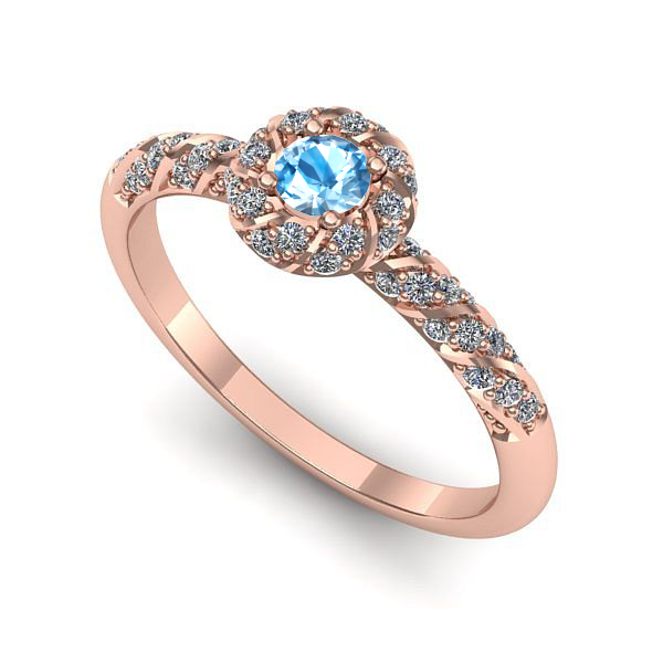 Inel de logodna din aur roz cu topaz blue