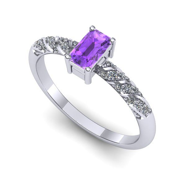 Inel din aur alb cu ametist