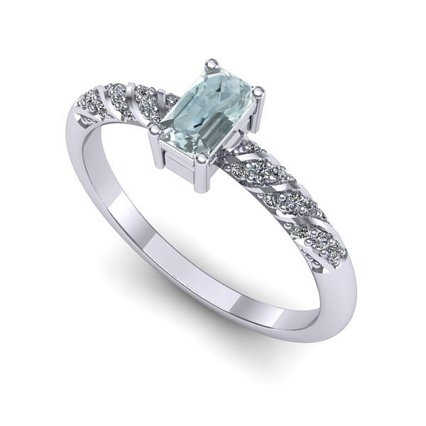 Inel de logodna din aur alb cu aquamarin