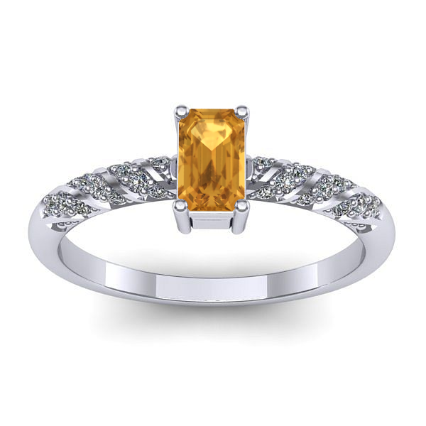 Inel logodna cu citrin dreptunghiular