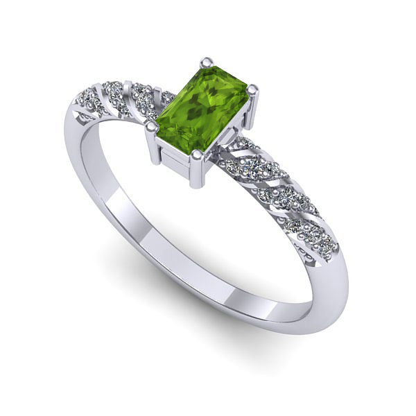 Inel din aur alb cu peridot