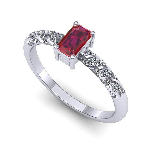 Inel de logodna din aur alb cu rubin