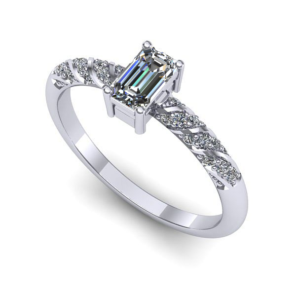 Inel de logodna din aur alb cu safir alb