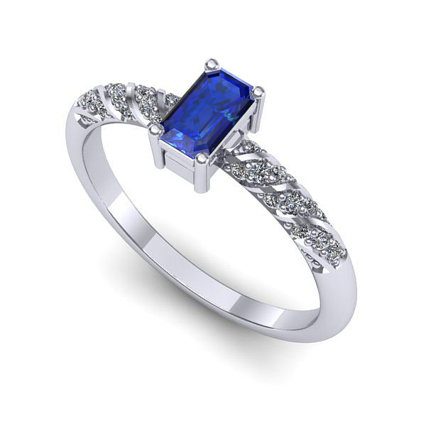 Inel din aur alb cu safir