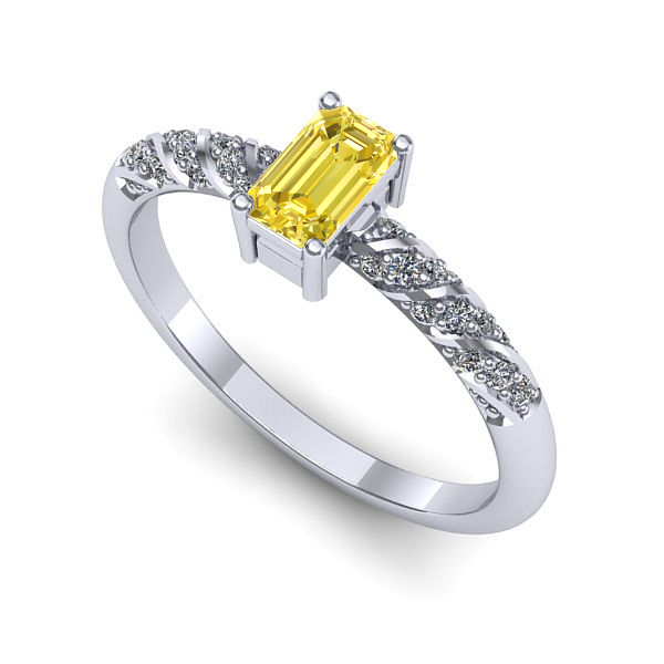 Inel din aur alb cu safir galben