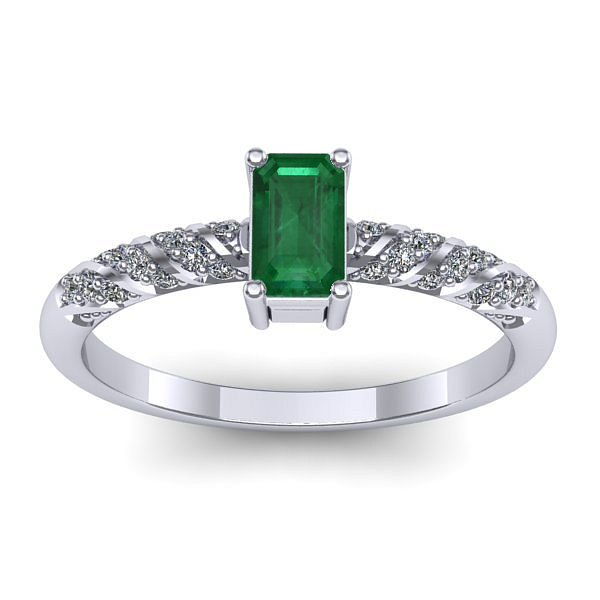 Inel de logodna cu smarald dreptunghiular