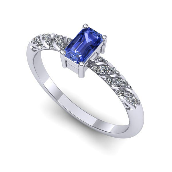 Inel logodna din aur alb cu tanzanit