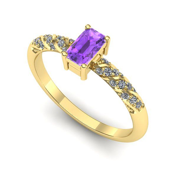 Inel de logodna din aur galben cu ametist
