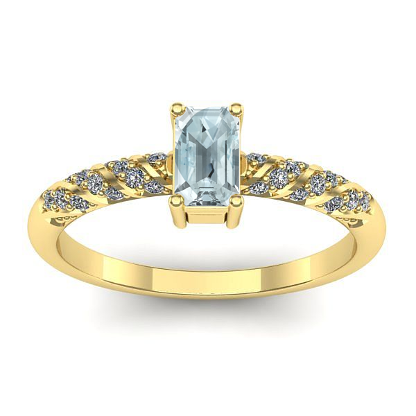 Inel de logodna cu aquamarin dreptunghiular