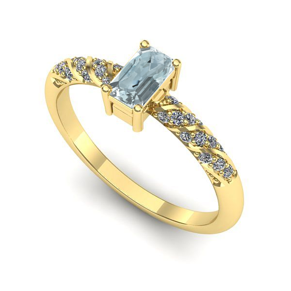 Inel din aur galben cu aquamarin