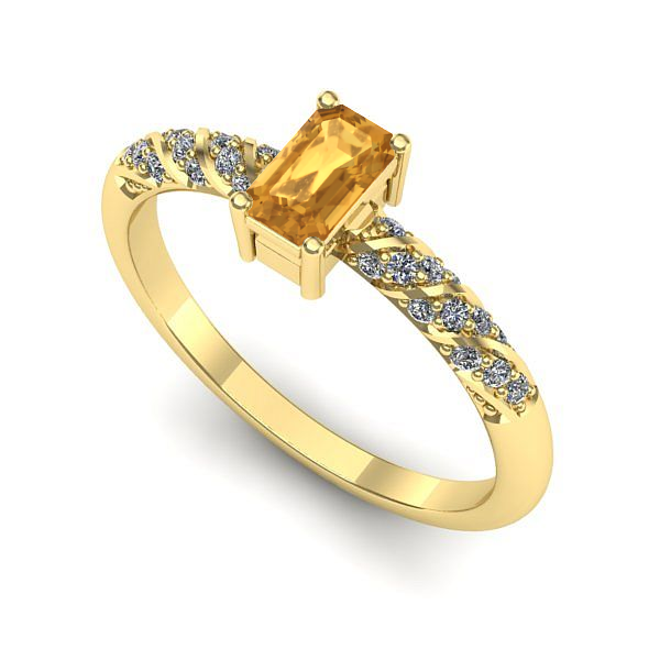 Inel logodna din aur galben cu citrin