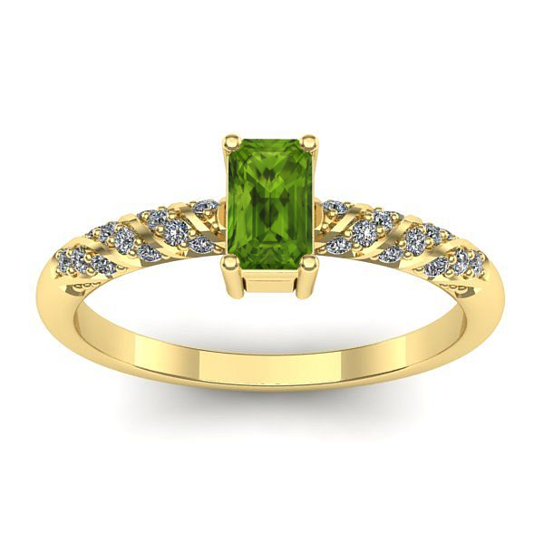 Inel cu peridot dreptunghiular