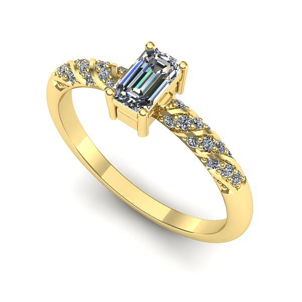 Inel din aur galben cu safir alb