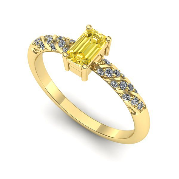 Inel logodna din aur galben cu safir galben