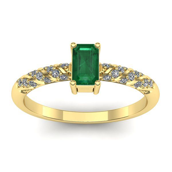 Inel logodna cu smarald dreptunghiular