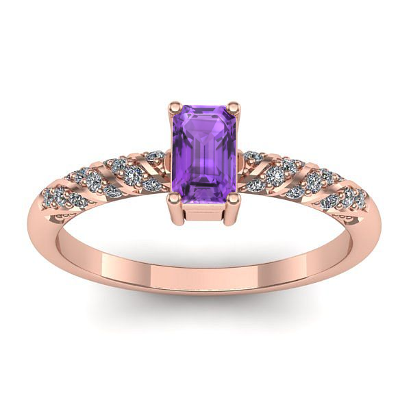 Inel logodna cu ametist dreptunghiular