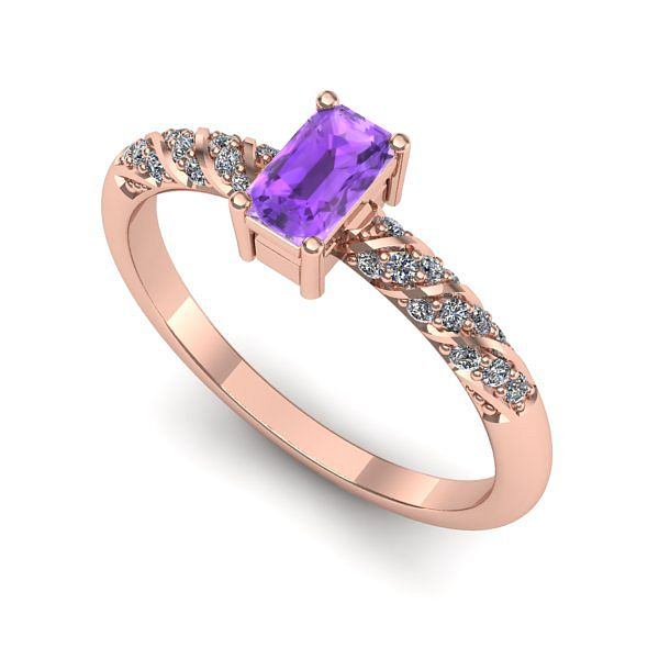 Inel din aur roz cu ametist