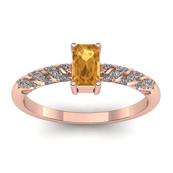 Inel cu citrin dreptunghiular