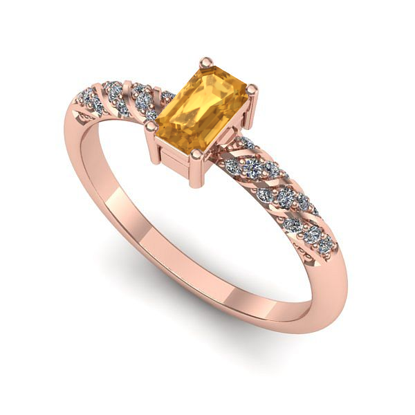 Inel din aur roz cu citrin
