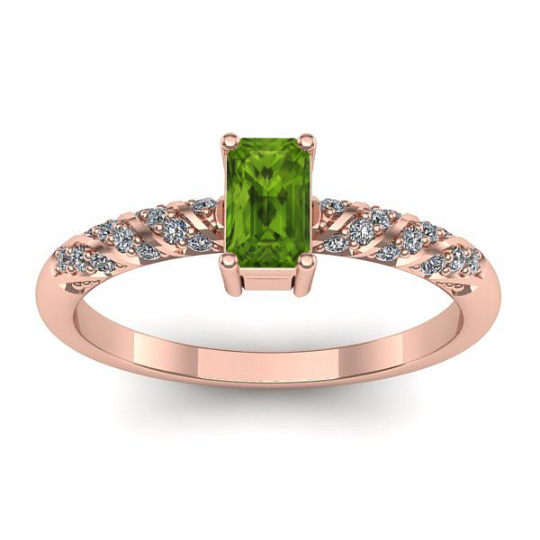 Inel de logodna cu peridot dreptunghiular