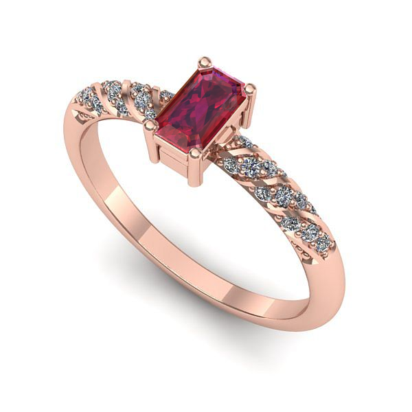 Inel din aur roz cu rubin