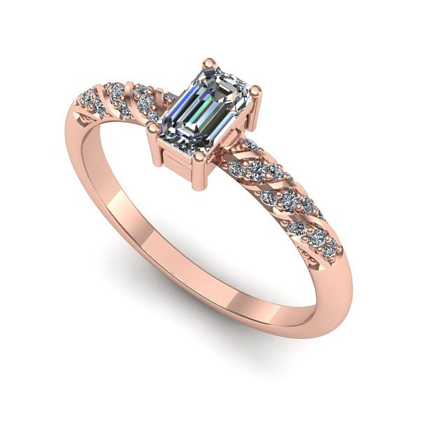 Inel logodna din aur roz cu safir alb