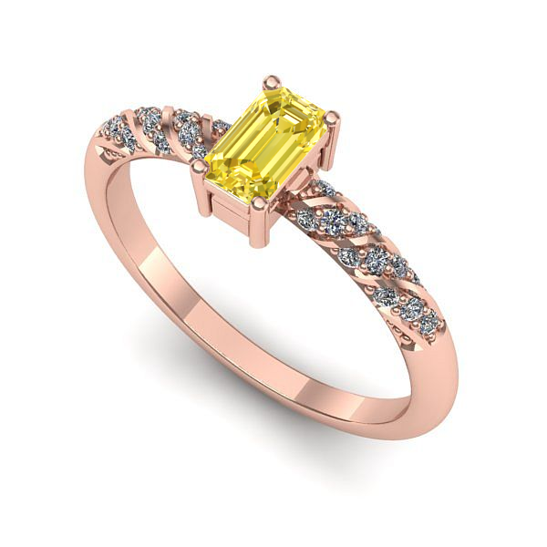 Inel din aur roz cu safir galben