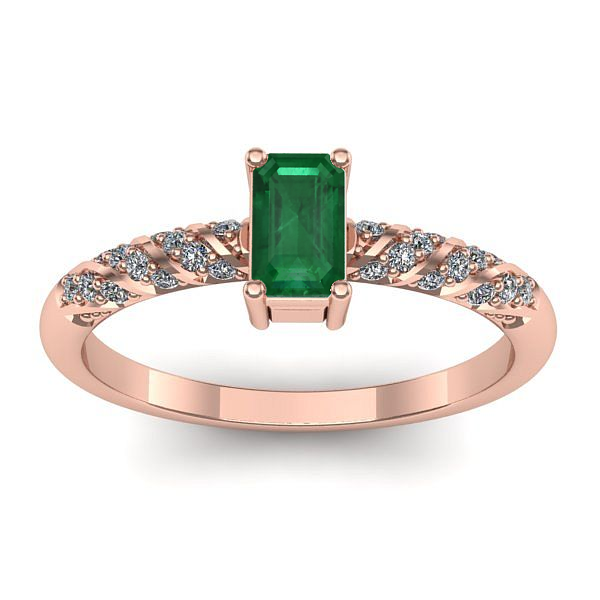 Inel cu smarald dreptunghiular