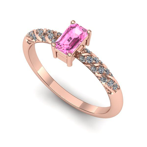 Inel din aur roz cu safir roz