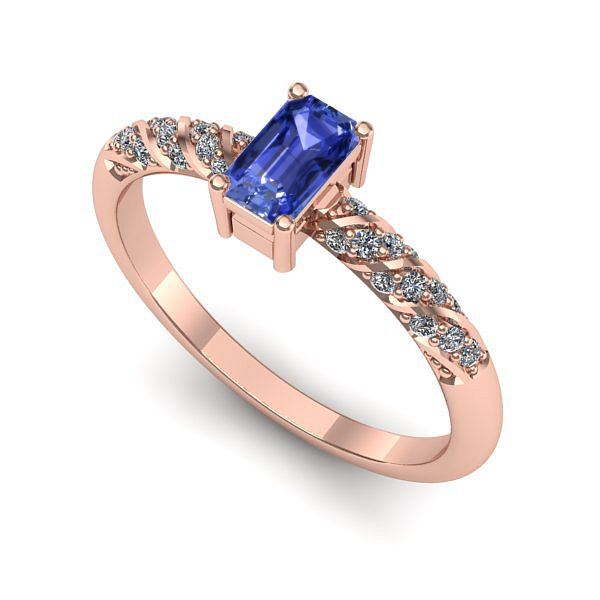 Inel logodna din aur roz cu tanzanit