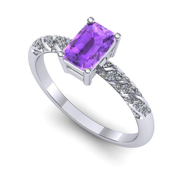 Inel de logodna din aur alb cu ametist