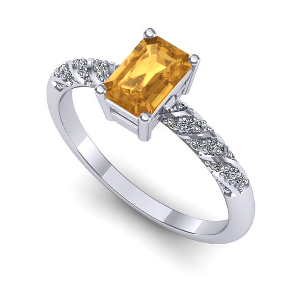 Inel de logodna din aur alb cu citrin