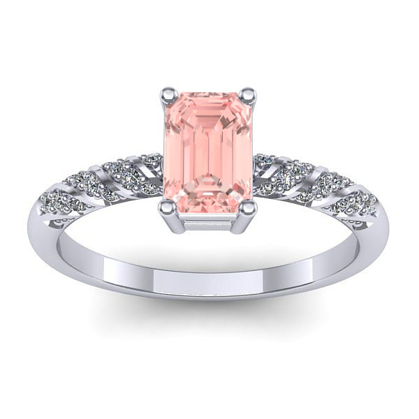 Inel de logodna cu diamant de laborator roz dreptunghiular