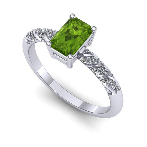 Inel logodna din aur alb cu peridot