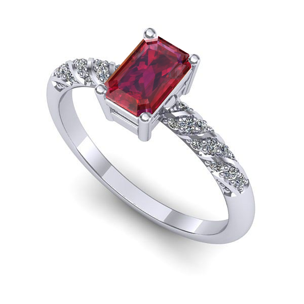 Inel logodna din aur alb cu rubin