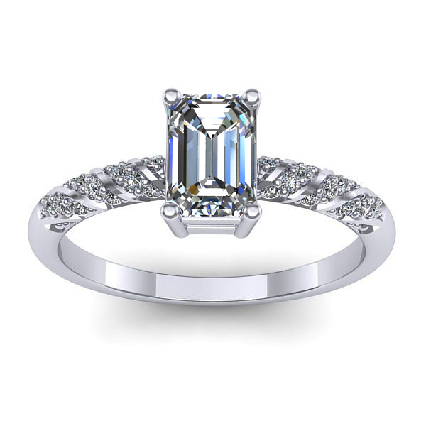 Inel cu safir alb dreptunghiular