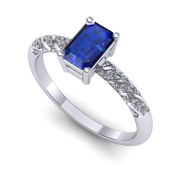 Inel de logodna din aur alb cu safir