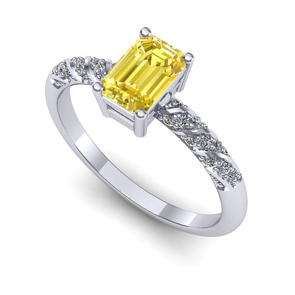 Inel din aur alb cu safir galben