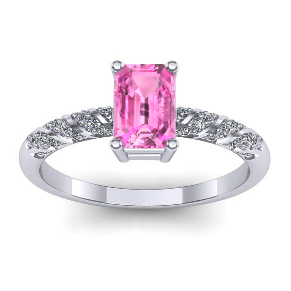 Inel cu safir roz dreptunghiular