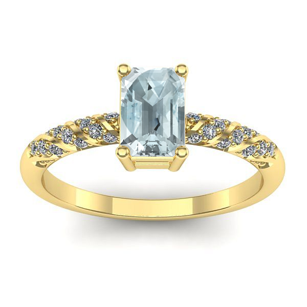 Inel de logodna cu aquamarin dreptunghiular