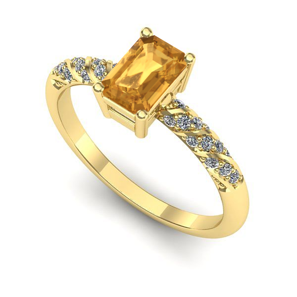 Inel din aur galben cu citrin