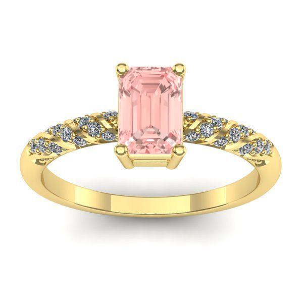 Inel de logodna cu diamant de laborator roz dreptunghiular